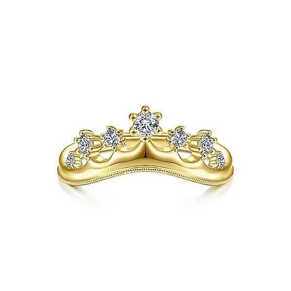 14K Yellow Gold Tiara-Inspired Curved Diamond Band Biondi Diamond Jewelers Aurora, CO