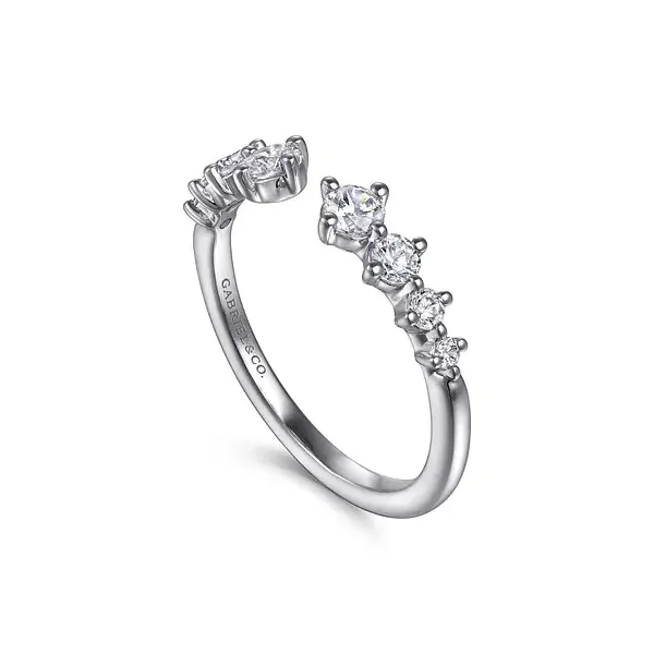 14K White Gold Diamond Curved Wedding Band Image 3 Biondi Diamond Jewelers Aurora, CO