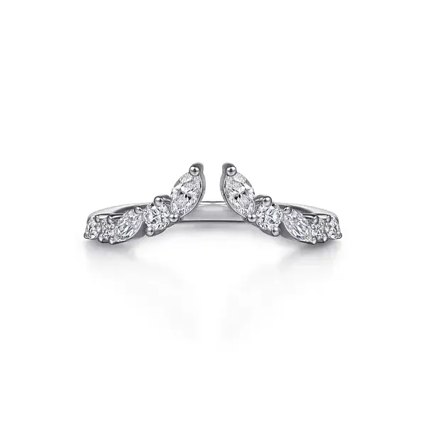 14K White Gold Marquise and Round Diamond Curved Wedding Band Biondi Diamond Jewelers Aurora, CO