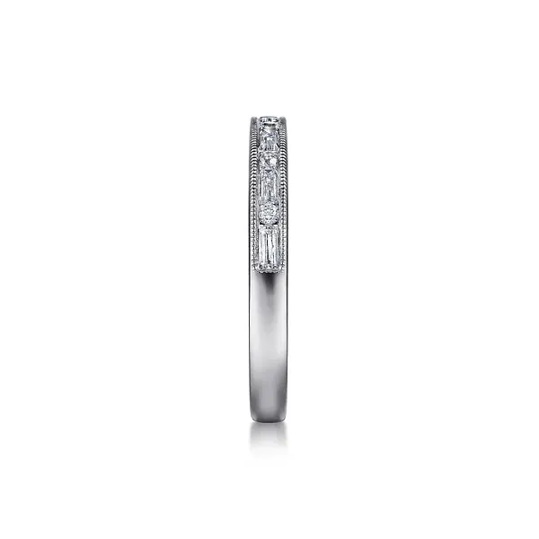 14K White Gold Channel Set Baguette and Round Diamond Wedding Band Image 2 Biondi Diamond Jewelers Aurora, CO