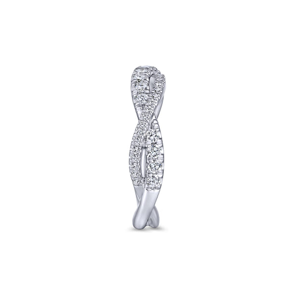 14K White Gold Twisted Diamond Wedding Band Image 3 Biondi Diamond Jewelers Aurora, CO