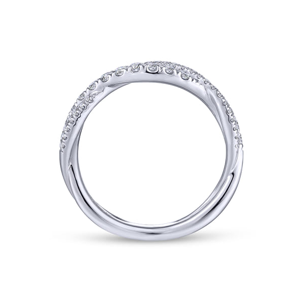 14K White Gold Twisted Diamond Wedding Band Image 4 Biondi Diamond Jewelers Aurora, CO