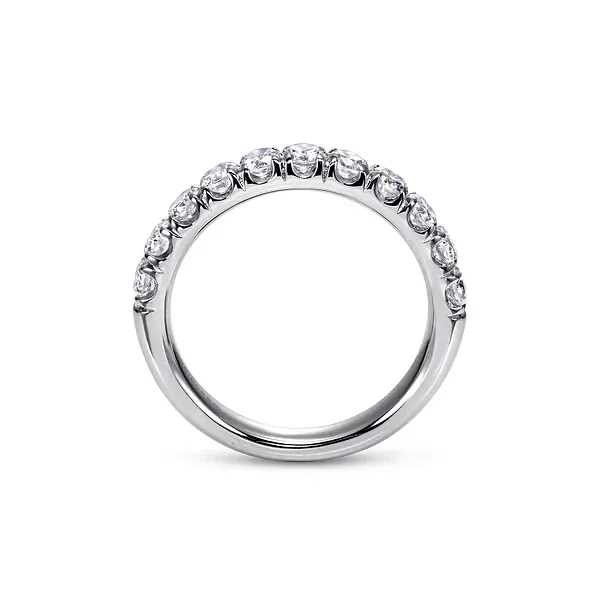 14K White Gold Round Diamond French Pave Wedding Band Image 3 Biondi Diamond Jewelers Aurora, CO