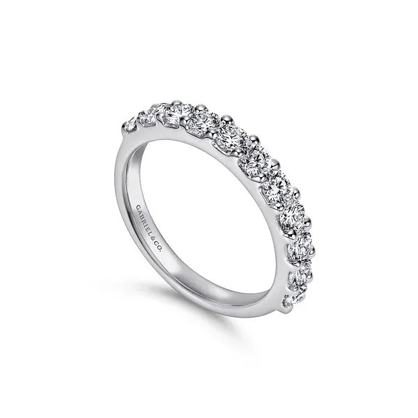 14K White Gold Round Diamond Shared Prong Wedding Band Image 2 Biondi Diamond Jewelers Aurora, CO