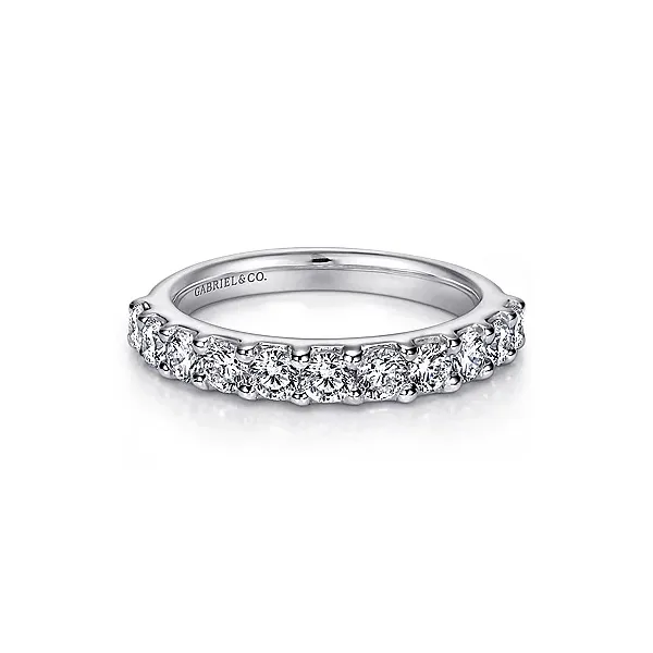 14K White Gold Round Diamond Shared Prong Wedding Band Biondi Diamond Jewelers Aurora, CO