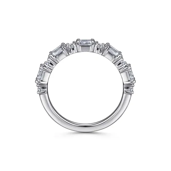 14K White Gold Anniversary Ring with Baguette & Round Diamonds Image 3 Biondi Diamond Jewelers Aurora, CO