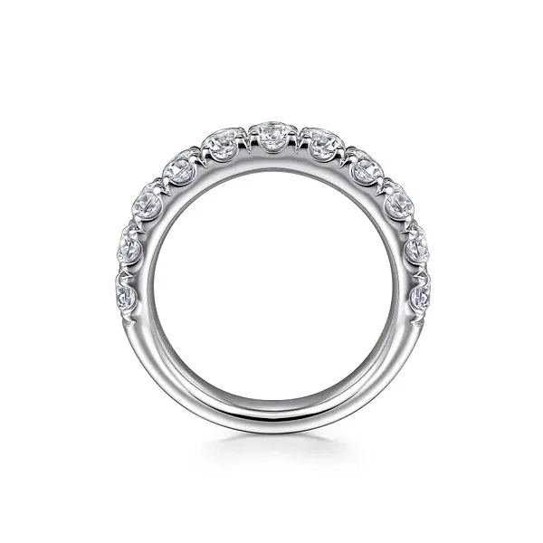 14K White Gold Round Diamond French Pave Wedding Band Image 4 Biondi Diamond Jewelers Aurora, CO