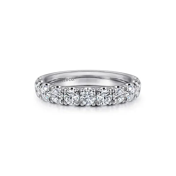 14K White Gold Round Diamond French Pave Wedding Band Biondi Diamond Jewelers Aurora, CO