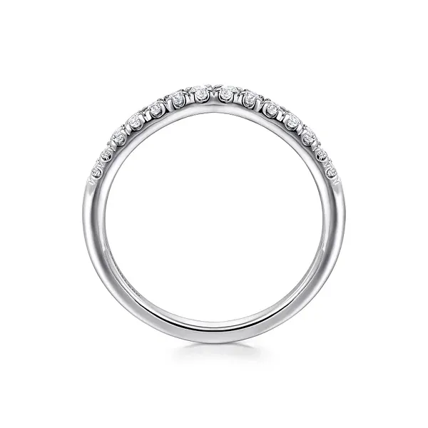 14K White Gold Curved French Pave Diamond Wedding Band Image 3 Biondi Diamond Jewelers Aurora, CO