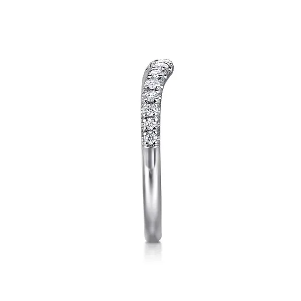 14K White Gold Curved French Pave Diamond Wedding Band Image 4 Biondi Diamond Jewelers Aurora, CO
