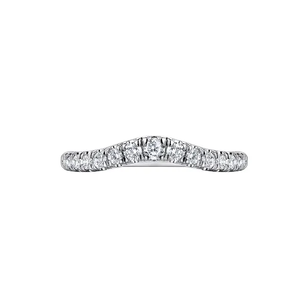 14K White Gold Curved French Pave Diamond Wedding Band Image 5 Biondi Diamond Jewelers Aurora, CO