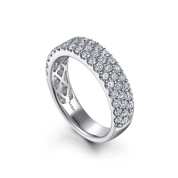 14K White Gold Round Diamond Wide Prong Set Wedding Band Image 2 Biondi Diamond Jewelers Aurora, CO