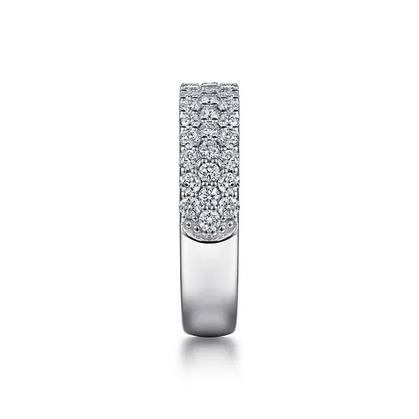 14K White Gold Round Diamond Wide Prong Set Wedding Band Image 3 Biondi Diamond Jewelers Aurora, CO
