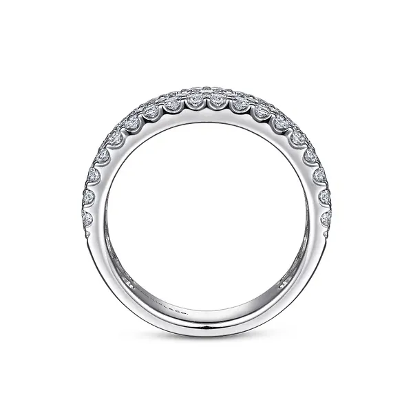 14K White Gold Round Diamond Wide Prong Set Wedding Band Image 4 Biondi Diamond Jewelers Aurora, CO