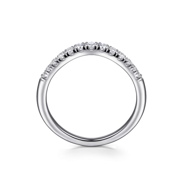 14K White Gold French Pavé Curved Diamond Band Image 3 Biondi Diamond Jewelers Aurora, CO