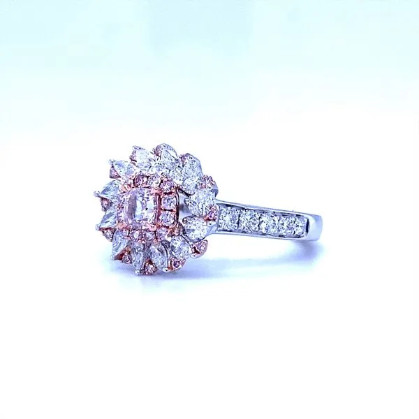 18K White and Rose Gold Pink Diamond Floral Ring Image 2 Biondi Diamond Jewelers Aurora, CO