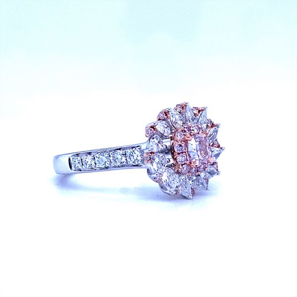 18K White and Rose Gold Pink Diamond Floral Ring Image 4 Biondi Diamond Jewelers Aurora, CO