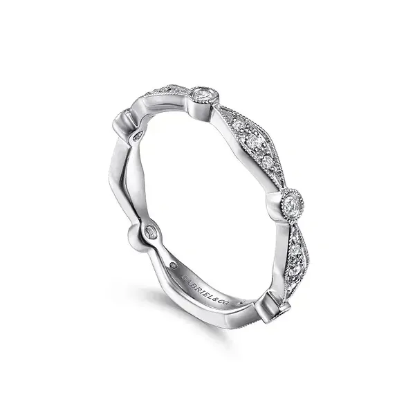 14K White Gold Bezel and Pavé Diamond Stackable Band – 0.19ctw Image 2 Biondi Diamond Jewelers Aurora, CO