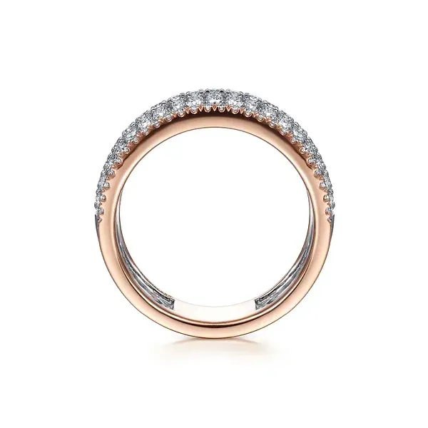 14K Rose and White Gold Wide Pavé Diamond Band Image 3 Biondi Diamond Jewelers Aurora, CO