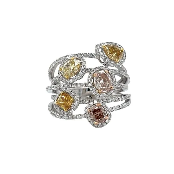 18W Fancy Multi-Color Diamonds Bypass Ring with Halo Accents Biondi Diamond Jewelers Aurora, CO