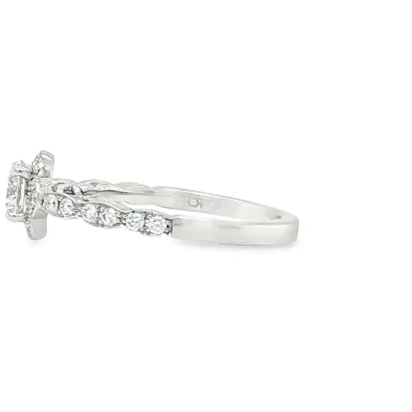 Lorelei Floral Halo Engagement Ring with .55CT Center and .23TW Accents in 18KW Image 3 Biondi Diamond Jewelers Aurora, CO