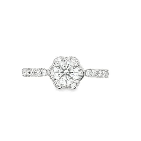 Lorelei Floral Halo Engagement Ring with .55CT Center and .23TW Accents in 18KW Biondi Diamond Jewelers Aurora, CO
