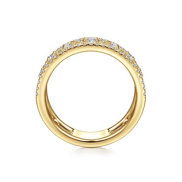 14K Yellow Gold 0.48ctw Diamond Three Row Station Ring Image 4 Biondi Diamond Jewelers Aurora, CO