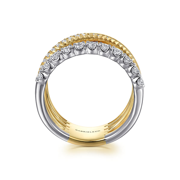 14K Yellow and White Gold 0.67ctw Diamond Wide Band Easy Stack Ring Image 4 Biondi Diamond Jewelers Aurora, CO