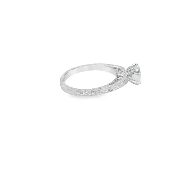 18K White Gold Engraved Diamond Engagement Ring Image 2 Biondi Diamond Jewelers Aurora, CO