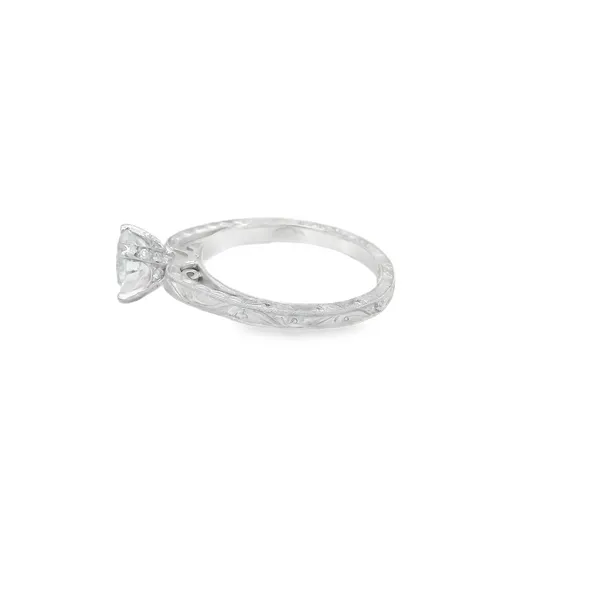 18K White Gold Engraved Diamond Engagement Ring Image 3 Biondi Diamond Jewelers Aurora, CO