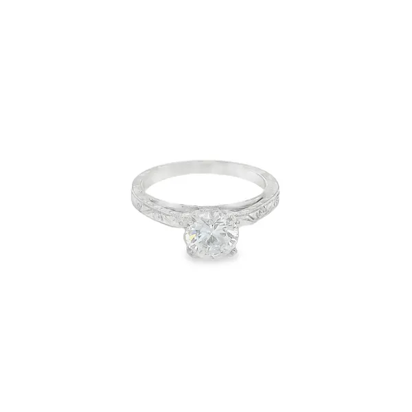 18K White Gold Engraved Diamond Engagement Ring Biondi Diamond Jewelers Aurora, CO