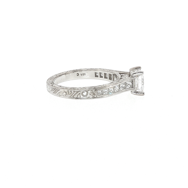 18KW Princess-Cut Semi-Mount with Graduated Channel Diamonds Image 2 Biondi Diamond Jewelers Aurora, CO