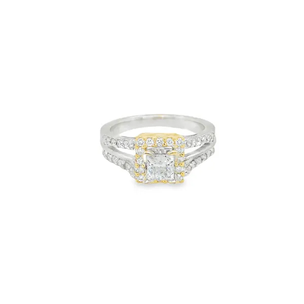14K Two-Tone Gold Princess Halo Semi-Mount Engagement Ring Biondi Diamond Jewelers Aurora, CO