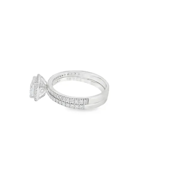 18KW Diamond Halo Semi-Mount Engagement Ring with Matching Band Image 2 Biondi Diamond Jewelers Aurora, CO