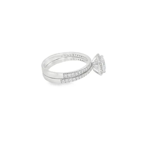18KW Diamond Halo Semi-Mount Engagement Ring with Matching Band Image 3 Biondi Diamond Jewelers Aurora, CO