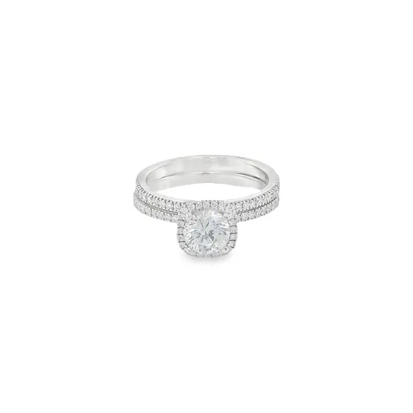 18KW Diamond Halo Semi-Mount Engagement Ring with Matching Band Biondi Diamond Jewelers Aurora, CO