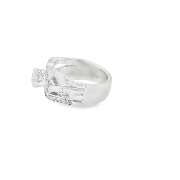 14K White Gold Cross Over Ring with 0.32CTW Diamonds Image 2 Biondi Diamond Jewelers Aurora, CO