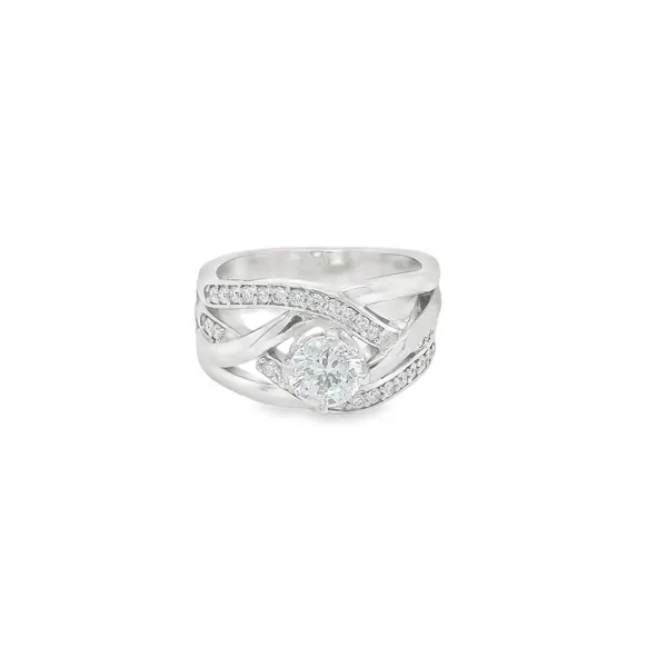 14K White Gold Cross Over Ring with 0.32CTW Diamonds Biondi Diamond Jewelers Aurora, CO