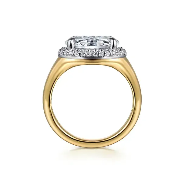 14K White and Yellow Gold Oval Double Halo Diamond Ring - 0.28 CTW Image 4 Biondi Diamond Jewelers Aurora, CO