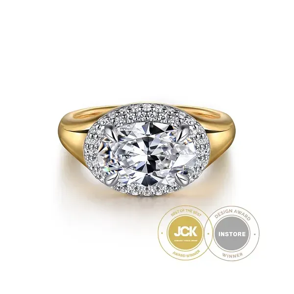 14K White and Yellow Gold Oval Double Halo Diamond Ring - 0.28 CTW Biondi Diamond Jewelers Aurora, CO