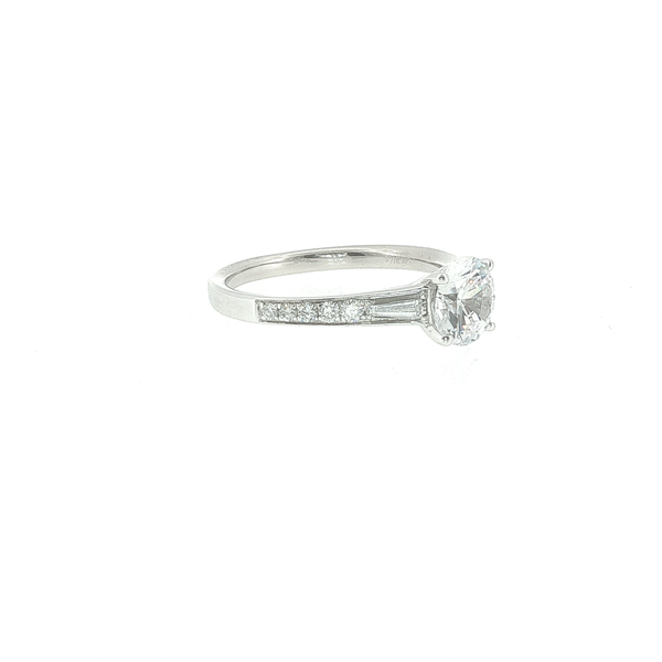 18K White Gold Baguette and Round Diamond Engagement Ring Setting Image 2 Biondi Diamond Jewelers Aurora, CO