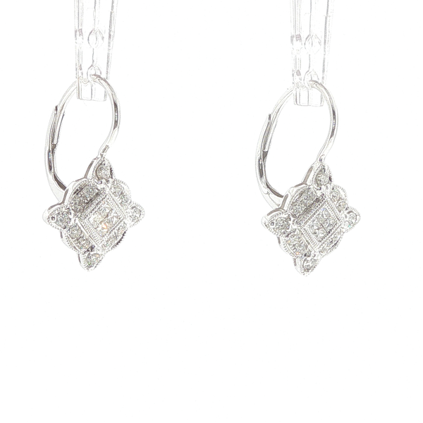 14K White Gold Fancy Diamond Leverback Earrings Image 2 Biondi Diamond Jewelers Aurora, CO