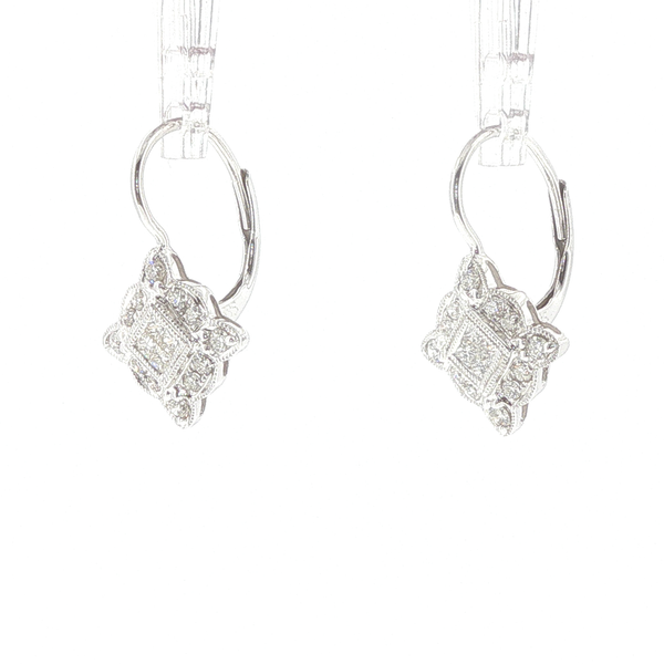 14K White Gold Fancy Diamond Leverback Earrings Image 3 Biondi Diamond Jewelers Aurora, CO