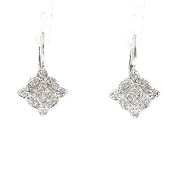 14K White Gold Fancy Diamond Leverback Earrings Biondi Diamond Jewelers Aurora, CO