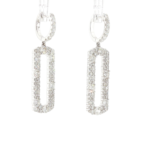 18K White Gold Dangle Earrings with 4CT Diamonds Image 2 Biondi Diamond Jewelers Aurora, CO