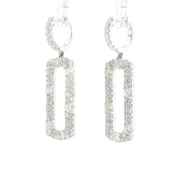 18K White Gold Dangle Earrings with 4CT Diamonds Image 3 Biondi Diamond Jewelers Aurora, CO