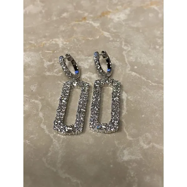 18K White Gold Dangle Earrings with 4CT Diamonds Biondi Diamond Jewelers Aurora, CO