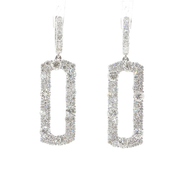 18K White Gold Dangle Earrings with 4CT Diamonds Biondi Diamond Jewelers Aurora, CO