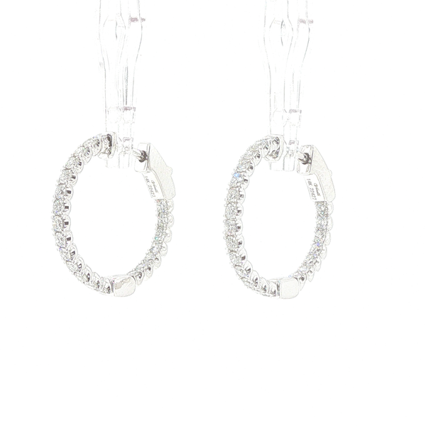 14K White Gold Diamond Inside-Out Hoop Earrings Image 3 Biondi Diamond Jewelers Aurora, CO