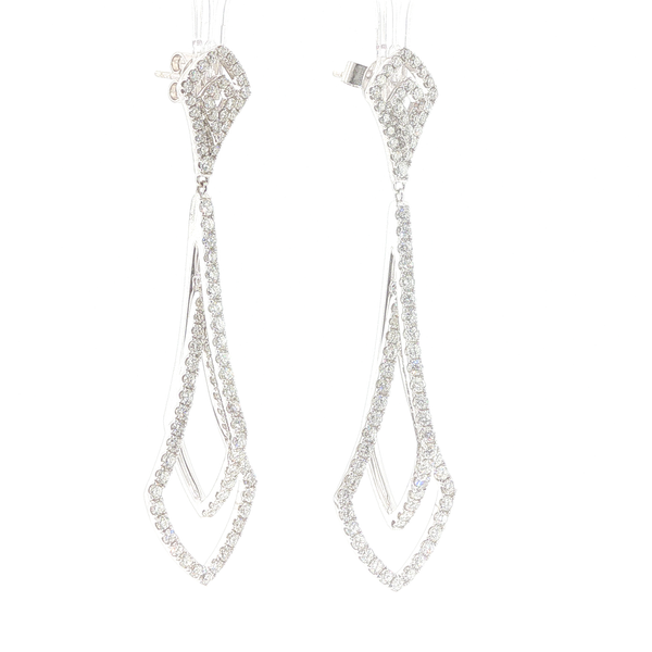 Elegant 18K White Gold Diamond Drop Earrings Image 2 Biondi Diamond Jewelers Aurora, CO